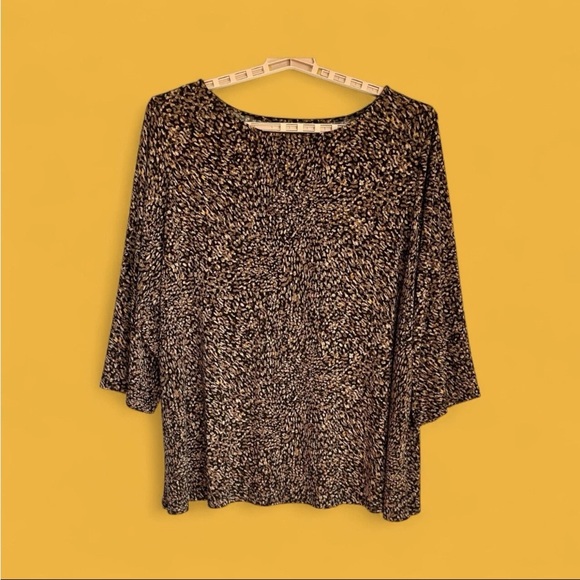 Susan Graver Womens Top Sz 3X Animal Print Abstract Liquid Knit Artsy Office - Picture 1 of 9
